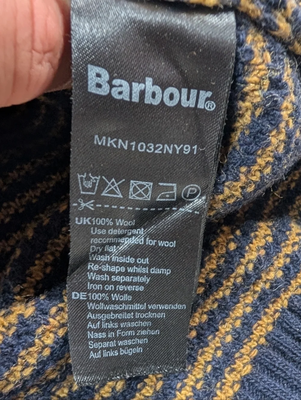 Barbour Sweater Mens XXL Blue Yellow Wool Knit Fisherman Naval Outdoor Casual